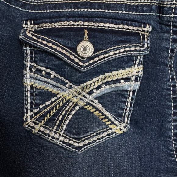 Mid Rise Y2K Heritage Curvy Fit Embroidered Bootcut Jeans Sz 11 - Picture 6 of 14